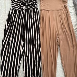 iris Black & White Striped Wide-Leg Jumpsuit and iris Tan Wide-Leg Jumpsuit